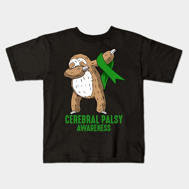 Cerebral Palsy Awareness Dabbing Sloth Love Gift Kids T-Shirt by 2blackcherries